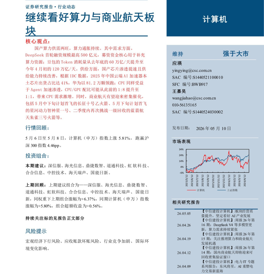 20260510-中信建投-计算机行业：继续看好算力与商业航天板块
