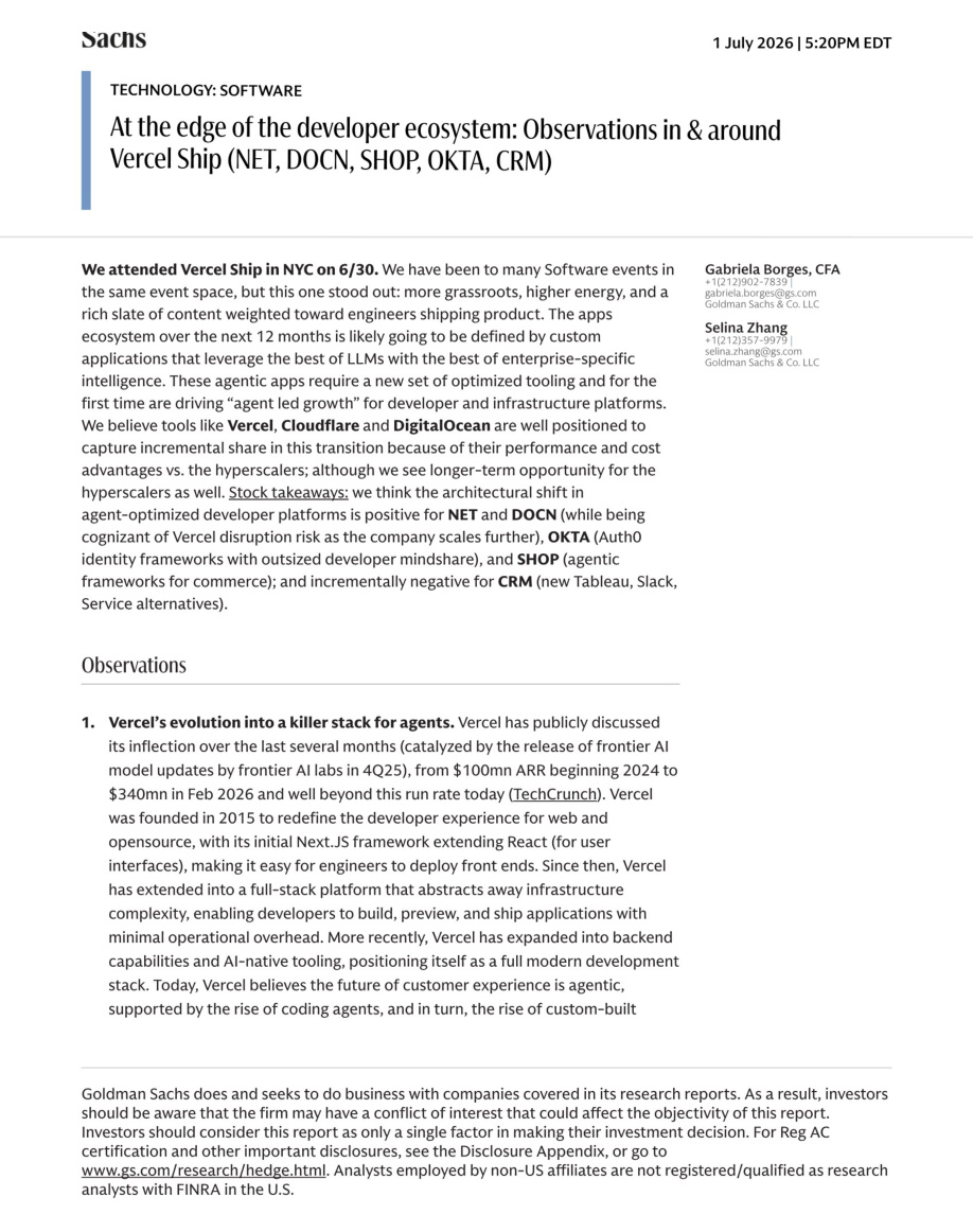 GS-科技软件行业：开发者生态边缘的博弈——Vercel Ship大会观察（覆盖NET、DOCN、SHOP、OKTA、CRM）【共8页】