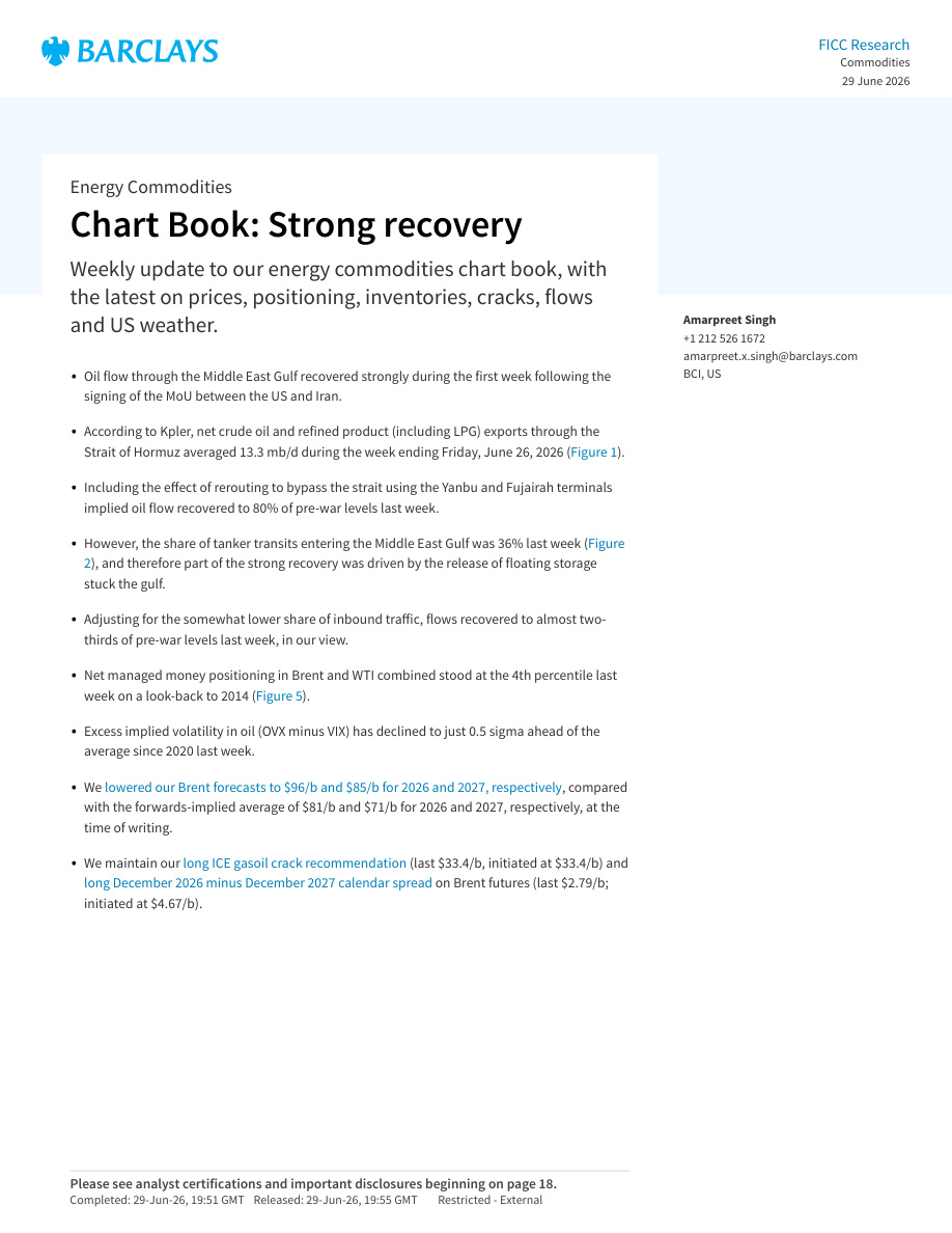 Barclays-能源大宗商品图册:强劲复苏【共21页】